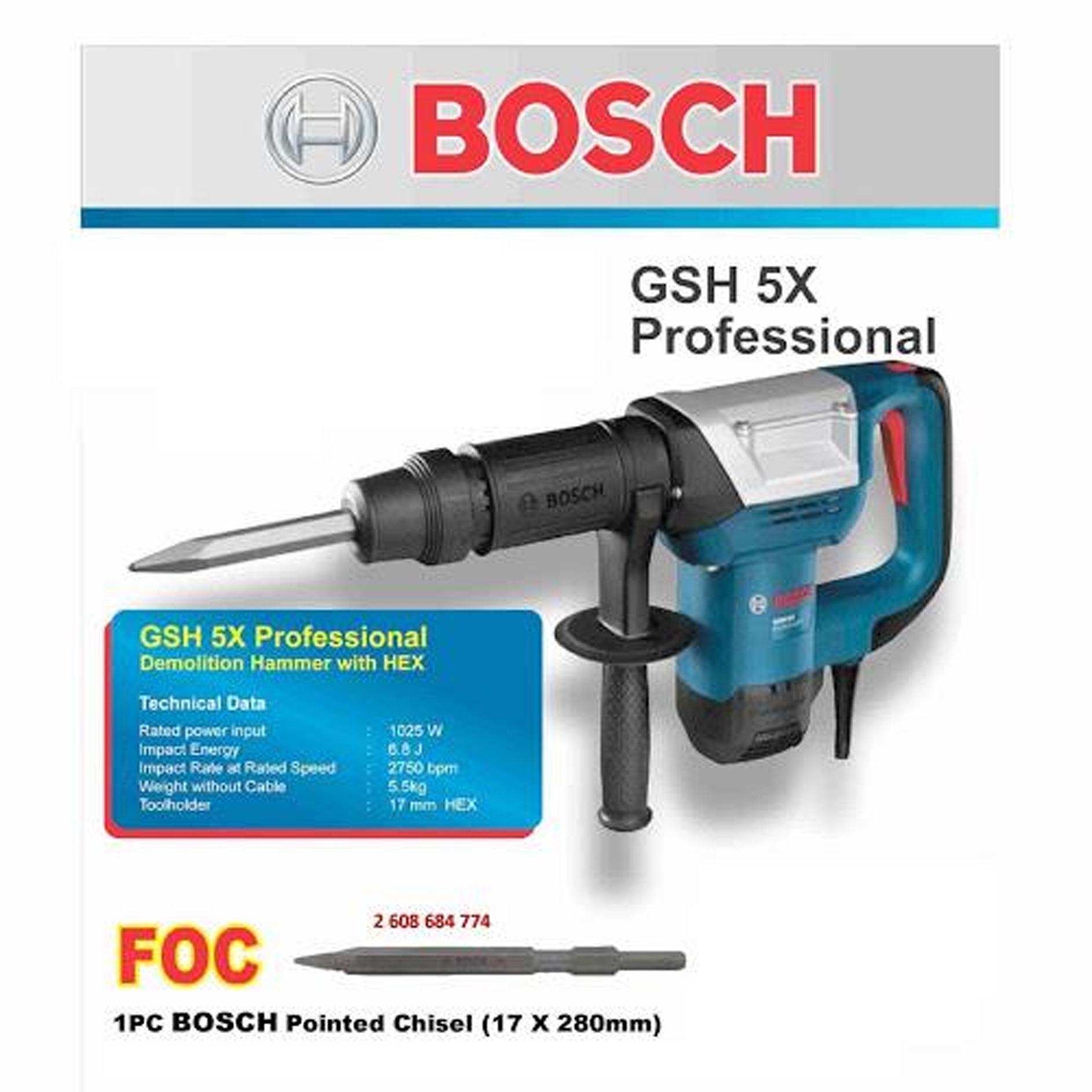 Harga Jual Bosch GSH 5 X Mesin Demolition Hammer Professional